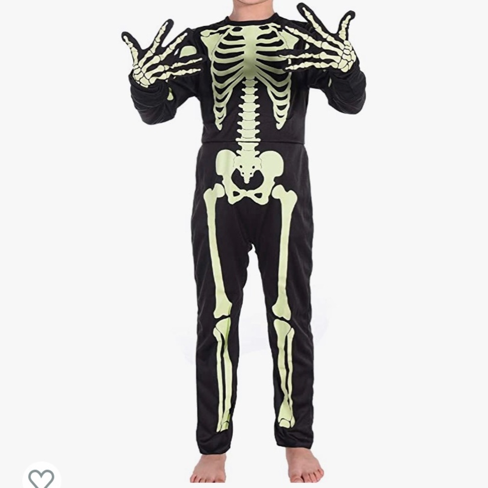 Glow Halloween skeleton costume fits 4-6 year old